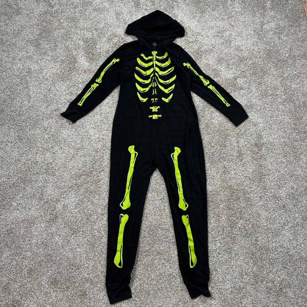 Hyde and EEK! Boutique Union Suit Womens XS Skeleton Black Neon Green Graphic